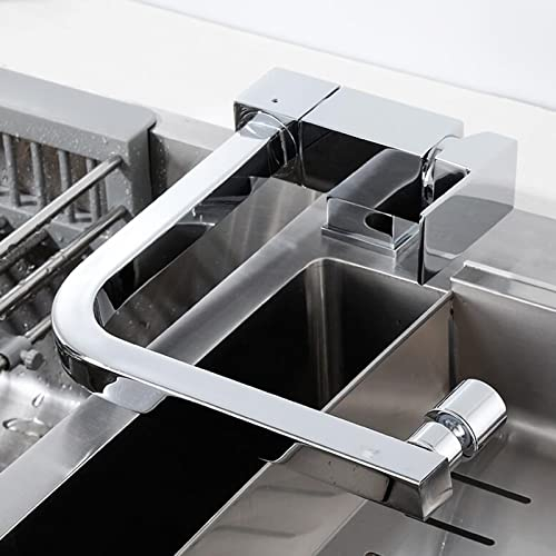 Vorfenster Küchenarmatur Klappbar, Wasserhahn Küche Drehbar Wasser Kalt und Heiß Messing, Mischbatterie Küche Vorfenster-Chrom