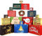 Weihnachts Geschenkboxen mit Deckel für Geschenke-18 Stück Sortierte Weihnachts Verpackungsboxen für Kleidung, Große Geschenkbox Pappe Große Karton 4 Größen, Kraftbox Set 12 Muster mit 18 Aufklebern