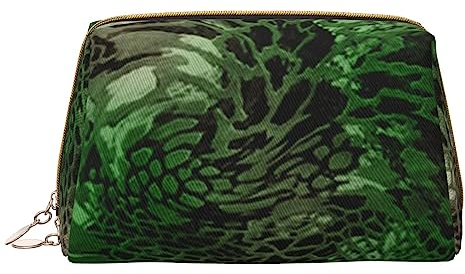 Grüne Schlange Make-up Tasche Große Kapazität Reise Kosmetik Tasche PU Leder Make-up Organizer Tasche für Frauen Mädchen, weiß, Einheitsgröße