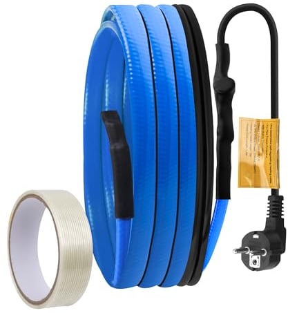 Cable calefactor anticongelante, Ci-Fotto Cable calefactor autorregulante (2M, 25W/M) con termostato incorporado para la protección de tuberías de agua, tuberías de casa de metal/plástico