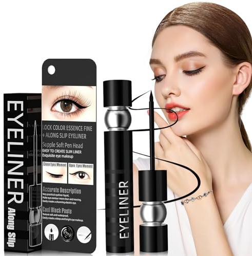 Liquid Eyeliner Probuk Schwarz Wasserfest Flüssiger Ink Eyeliner mit Flexiblem Pinsel,Langanhaltende Schnelltrocknende Wischfeste Formel, Augen-Make-up,Mattes Finish
