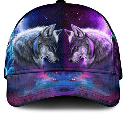 942 Liebe Wolf Bunt 3D Gedruckt Herren Damen Basecap Verstellbar Baseball Cap Vintage Baseballkappe Baseballmütze Für Angeln Sport Draussen