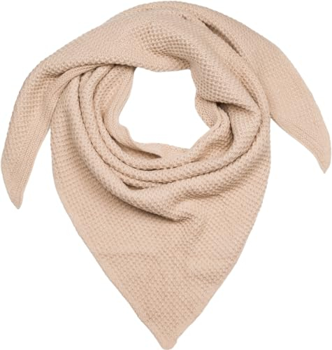 styleBREAKER Damen XXL Strick Dreieck Schal Einfarbig mit Reiskorn Strickmuster, Warmes Herbst Winter Maxi Dreieckstuch 01020048, Farbe:Hellbraun