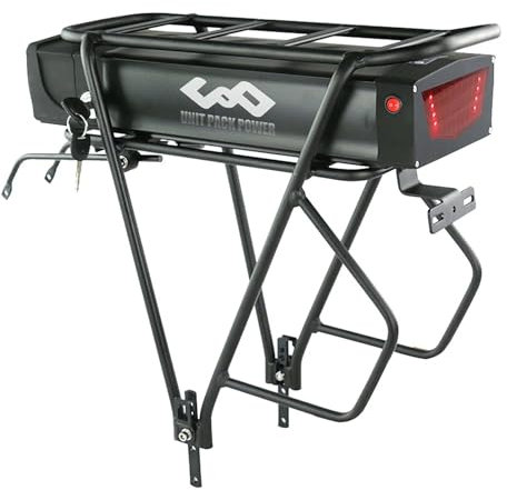 Batterie de vélo électrique avec Support arrière 52V, 20ah, pour Moteur de vélo de Montagne de 100 à 1500W, adaptée aux Cadres de vélo de 24, 26, 28 Pouces
