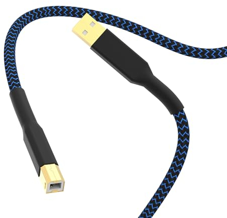 Cavo audio USB 4N 99.998% OFC puro rame 24 K placcato oro USB 2.0 A a B cavo audio USB trasferimento rapido HiFi cavo USB per DAC, stampante, amplificatore, altoparlante, audio (2 m)