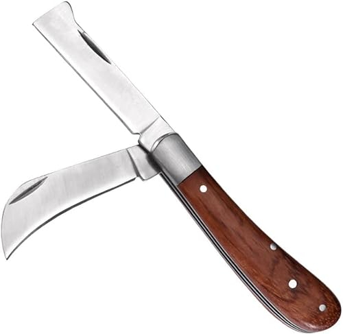 Coltello da innesto, coltello da giardinaggio pieghevole, coltello da innesto in acciaio inox, coltello multifunzionale per germogliare, per innestare erbacce, arbusti e rami