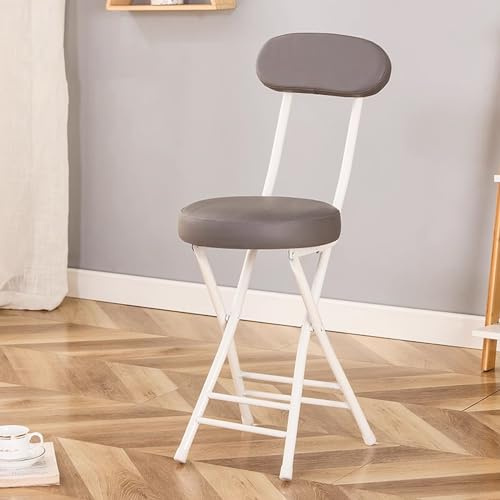 beaka Gepolsterter Klappstuhl, Kunstleder Besucherstuhl Faltstuhl Klappbar Polsterstuhl Für Gäste Oder Events Mit Rückenlehne, Bis 150kg Belastbar (Color : Gray)