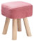 Totò Piccinni Pouf Sgabello poggiapiedi con gambe in legno (Velluto Rosa, Quadrato h 34,5)