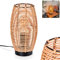 Tischleuchte Mulstrand, moderne Boho Tischlampe aus Metall/Rattan in Schwarz/Natur, Nachttischlampe mit Schirm in Gitter-Optik, An-/Ausschalter am Kabel und Lichteffekt, 1 x E27, ohne Leuchtmittel