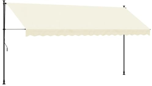 vidaXL Markise, Klemmmarkise Einziehbar, Sonnenmarkise für Balkon Garten Terrasse, Balkonmarkise Einstellbare Höhe, Creme 400x150cm Stoff Stahl
