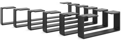 HEVVA 2er-Set Möbelfüße - Luxemburg - Höhe 10 cm (Tiefe 45 cm, Schwarz) | Möbelkufen, Möbelbeine, Standfüße, Design-Möbelfüße, Sideboardfüße, Waschtischunterschrankfüße, Metallfüße für DIY
