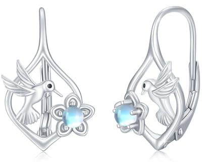 ABIGY Kolibri Ohrringe 925 Sterling Silber Damen Mondstein Ohrringe Vogel Schmuck Weihnachten Muttertag Geburtstag Geschenk für Mutter Frau Tochter Freundin