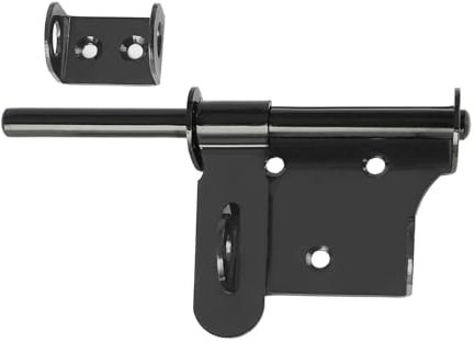 Gate Latch for Wooden Gates, 7.87 Inch Slide Bolt Lock with Padlock Hole, Heavy Duty Gate Locks for Garden Shed, Barn Doors, Outdoor Fence Latch (Black)