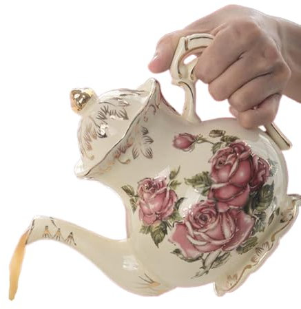 WULUN Europäische Retro-Rose Nachmittagstee-Teekanne, 800 ml, Porzellan-Teekanne, Keramikmaterial