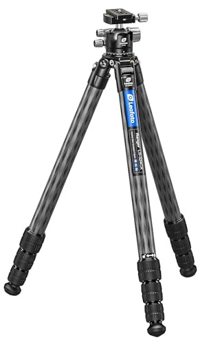 Leofoto Trípode de viaje de fibra de carbono con cabeza de bola de 360°, trípode de cámara profesional ligero y compacto, peso de 4 libras, cargas máximas de 15 kg (LS-324CX+LH-40)