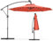 KOMFOTTEU Sombrilla Solar de Jardín con Luces LED, Parasol de Terraza con Manivela para Rotación de 360°, Inclinable, Paraguas de Mrcado de 300 cm x 230 cm, Base Cruzada (Naranja)