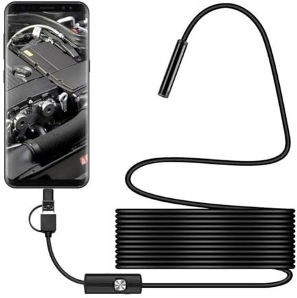 Type-C Endoscope Camera with Light, 1080P HD Borescope with Adjustable LED Lights, Inspection Camera with Semi-Rigid Cable, IP67 Waterproof Home Use Snake Camera for Android Phone