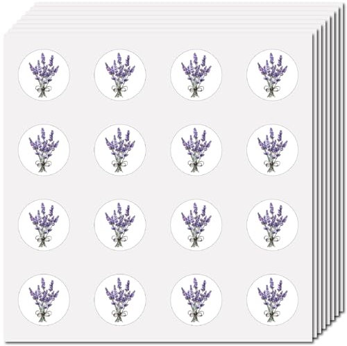 CREATCABIN 128 Stück Runde Lavendel Aufkleber Kleine Lila Blumen Aufkleber 2.5cm Selbstklebende wasserdichte Vinyl Kreis Punkt Etiketten Für Laptop Album Handy Gepäck Bücher Scrapbooking Planer