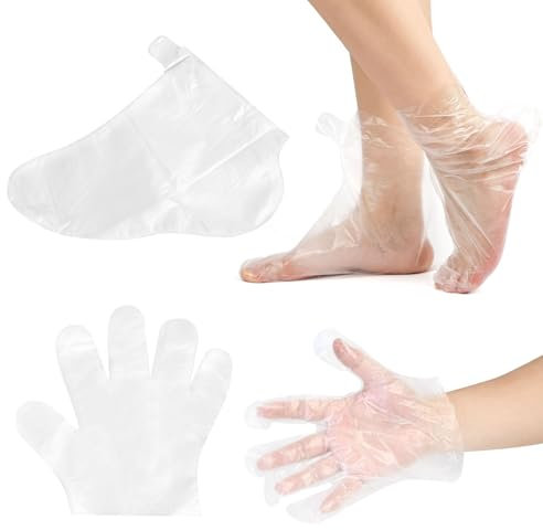 200 Stück Paraffin Fußmaske Socken & Handschuh, Paraffin Bad Liner Fußabdeckung Hand Handschuhe, Pparaffin Wax Liners for Feet and Hand, Fussmaske für Fußpediküre Hot Spa, mit 200 Aufklebern