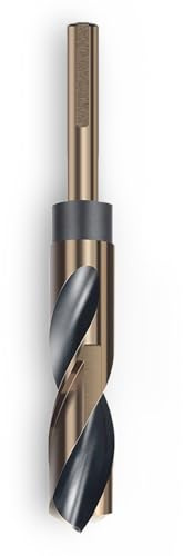 Kiyraglo Broca helicoidal de vástago reducido de 15 mm, brocas HSS con revestimiento de nitruro negro y titanio dorado para acero inoxidable, aleación, metal, plástico, madera, vástago de 10 mm