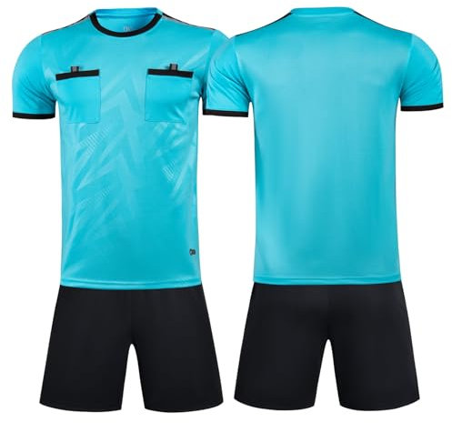 WEANGCW8238JIAN Football Referee Shirt – Quick-Dry Short Sleeve Breathable for Youth & Adults (Blue, 4XL)