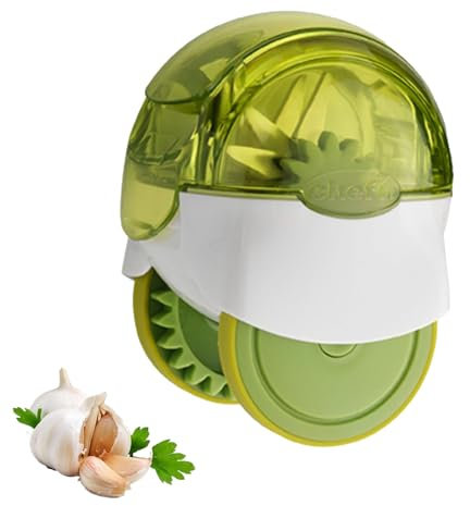 Garlic Chopper, Efficient Manual Garlic Crusher and Mincer for Fresh Herbs, Compact Green ABS Kitchen Gadget for Garlic Bread and Cooking