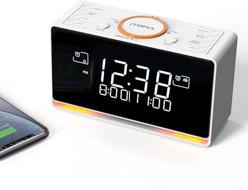 iTOMA DAB+ & FM Radio Alarm Clock with 40 Presets, Bluetooth,Dual Alarm with Snooze,Sleep Timer, Adjustable Volume, Dimmer Control, USB Port and Earphone Jack, Alarm Clock for Bedroom 728