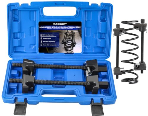 DASBET Macpherson Strut Spring Compressor Tool Kit 2PCS | Coil Spring Compressor with Detent Pins Spring Compressor with 10.5in Range for Suspension Work (Blue)