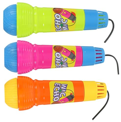 VICASKY 3Pcs Plastic Echo Microphone Pretend Singing Playthings for Boys Stage Performance Role Play Random Color