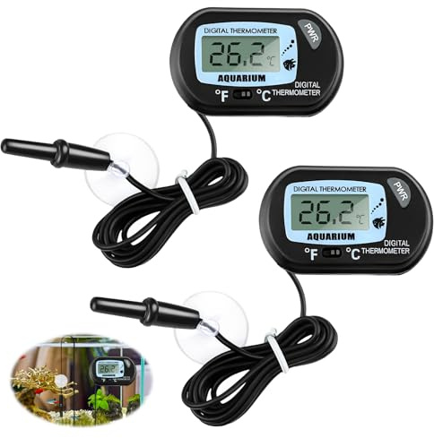 Digital Fish Tank Thermometer 2PCS, HAVIRI Aquarium Thermometer with LCD Display for Aquariums, Reptile Tanks, Incubators, Fridges (-50°C to +70°C / -58°F to +158°F)