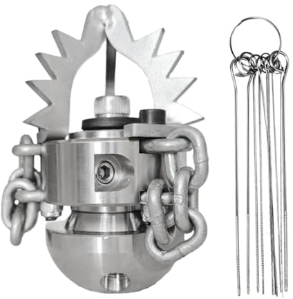 Buse Rotative pour Nettoyeur Haute Pression de Canalisations avec Chaînes, Antirouille, Buse de Nettoyage des égouts en Acier Inoxydable, 3 Côtés, 4 Arrière, Buse Rotative Turbo, 0.375 40 L Par Min