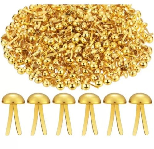 Lahkvor 500 Pièces Attaches Parisiennes Dorées 8mm, Clips Métalliques à Tête Ronde pour Fermer Sachets d'Échantillons et Documents