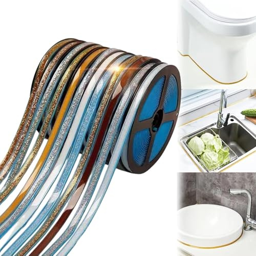 Self-adhesive Tile Grout Tape and Decorative Trim, Waterproof Caulk Strip for Bathtub Shower Sink Toilet and Kitchen Walls Edge (White,8mm/6m)