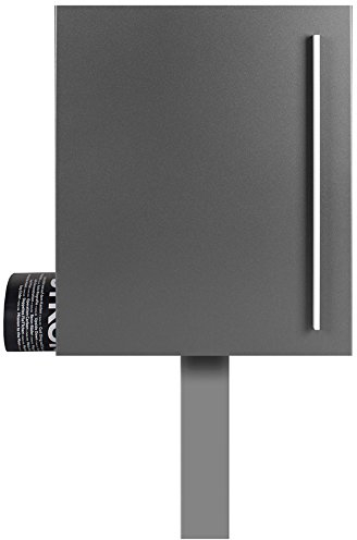 Standbriefkasten mit Zeitungsfach grau-aluminium (RAL 9007) Mocavi Sbox 110b Briefkasten mit Pfosten (einbetonieren) freistehend