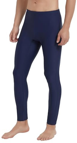 Ubestyle UPF 50+ Men's Active Surfing Water Leggings Swim Pants Swim Tights Beach Pants Sun Protective, Navy, XL