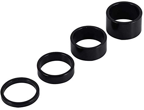 Dilwe Steuersatz Distanzstück, 5mm / 10mm / 15mm / 20mm Aluminiumlegierung Fahrrad Vorbau Gabel Distanzstück(Schwarz)