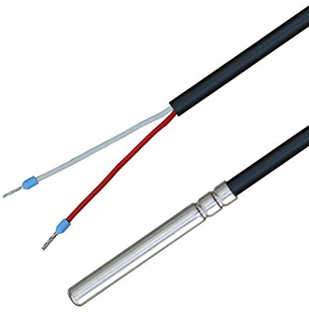 iOVEO 035HP02203 - PT1000 - Temperaturfühler mit PVC-Leitung bis 105°C, Temperatursensor, Speicherfühler, Fühler, Heizung, 3 Meter