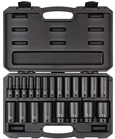 TEKTON 1/2 Inch Drive Deep 6-Point Impact Socket Set, 21-Piece (5/16-1-1/2 in.) | SID92306