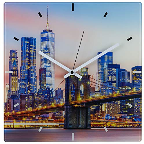 TFA 60.3531 Analoge Funk-Wanduhr aus Glas New York (bunt mit Batterie)