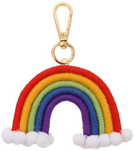 SOIMISS Makramee Regenbogen Schlüsselbund Handgewebte Baumwolle Seil Schlüsselring Böhmischen Bunten Regenbogen Quaste Schlüssel Anhänger für Auto Schlüssel Handtasche Geldbörse Geldbörse