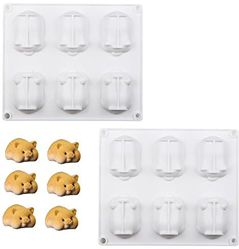 2 Stücke Silikon Backform für 6 Schwein 3D Schwein Schweine Silikonform Cartoon Backform Gebäck Dekor Kuchen Dekoration Kein BPA zum von Schokolade Eisblock Süßigkeiten Pudding Mousse Kerzen Kuchen