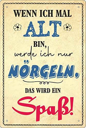 Geschenkeparadies 24 Deko Blechschild 20x30cm Wenn ich mal ALT Bin, werde ich nur NÖRGELN. Das Wird EIN Spaß!