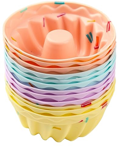 Mlying Mini Gugelhupfform Silikon 12 Stück Gugelhupf Backform Wiederverwendbare Muffinförmchen Cupcake Klein Kuchenform Mini Gugelhupf Ø 6,5cm, Höhe 3,5 cm