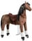 PONNIE Reitpferd mit Rollen Happy XL (9-99 Jahre), Spielpferd zum Reiten mit Abnehmbarer Braun Sattel und Halfter mit Zaumzeug, Kämmbare Mähne und Schwanz, Plüschpferd zum Reiten für Kinder PRO