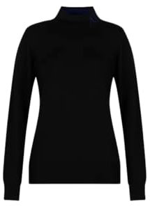 Armani Exchange Damen Rollkragenpullover aus Merinowollmischung mit Logo-Ausschnitt Pullover, Schwarz, Klein
