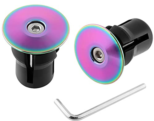 MUQZI Handlebar End Plugs - Expanding, Aluminum and Adjustable Handlebar Bike Bar Ends, Rainbow