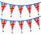 Union Jack Stoff-Wimpelkette – rot-weiß und blau King Charles Coronation Street Party Dekorationen | 100% Baumwolle Flaggen, patriotisch, England, WM 3 m lang