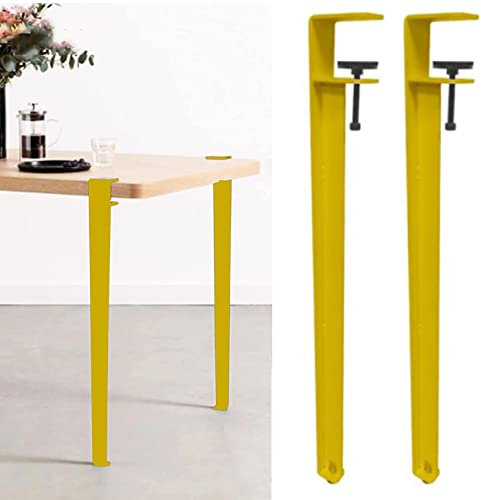NIANXINN Adjustable Fit Table Clamp Legs,2pcs Removable DIY Iron Table Legs,Metal Furniture Legs,F-Shape Dining Desk Legs,for Coffee Table,Bench,Furniture Console,No Punching Design (40cm,Yellow)