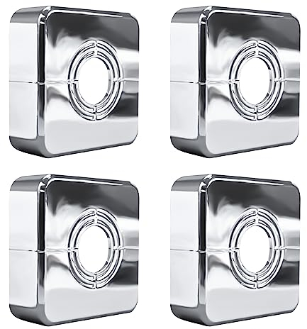 UFURMATE Wall Pipe Cover, 4Pcs Plastic Wall Hole Decoration Split Flange Cover Easy Installation Square Escutcheon Plates Adjustable Wall-Mounted Water Pipe Cover Accessories (Silver)