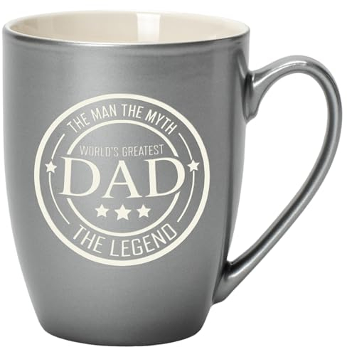 Elanze Designs Kaffeetasse aus Knochenporzellan mit der Aufschrift World's Greatest Dad The Man The Myth The Legend, Grau, 284 ml